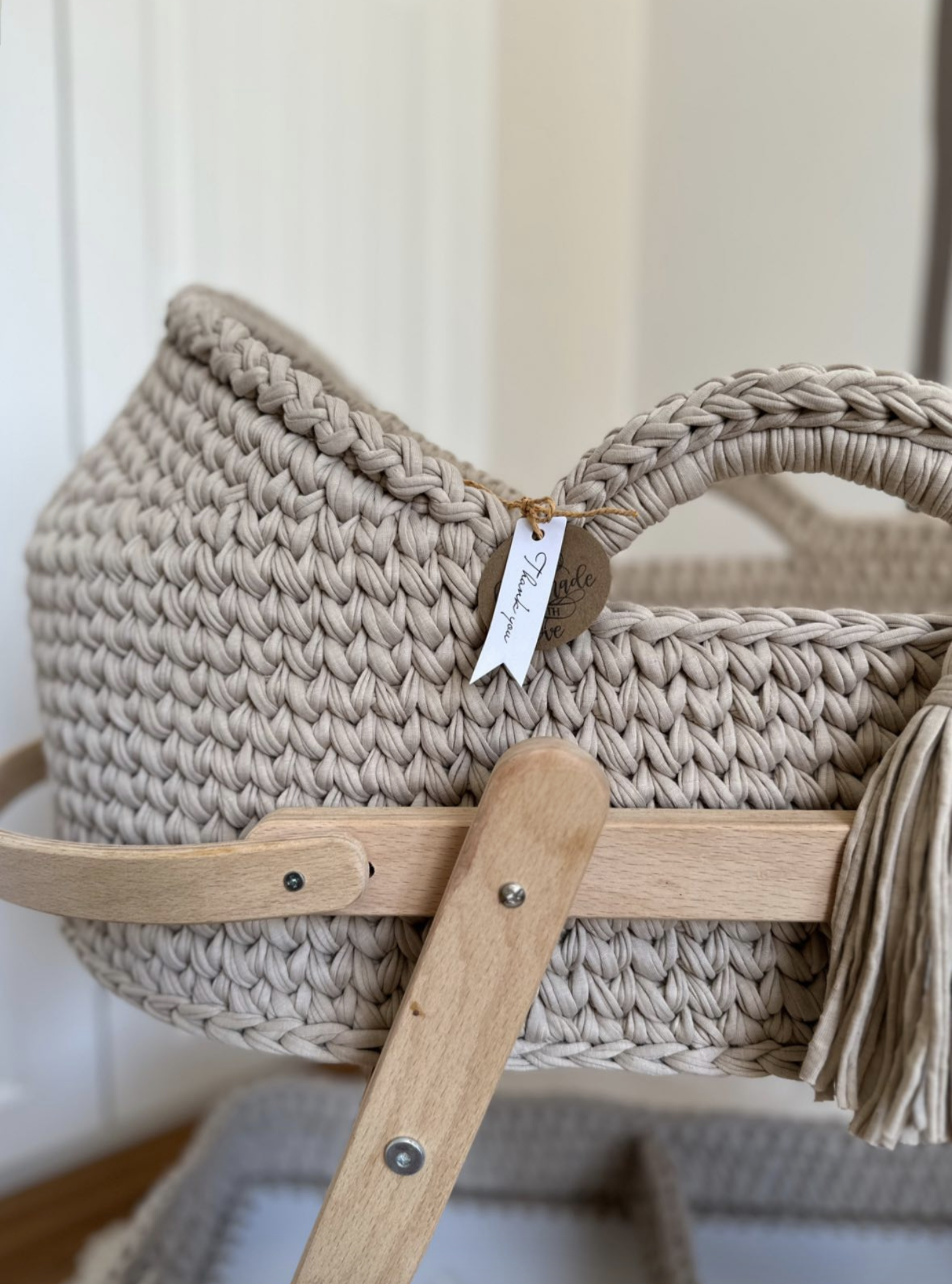 Hooded Basket with wooden stand.