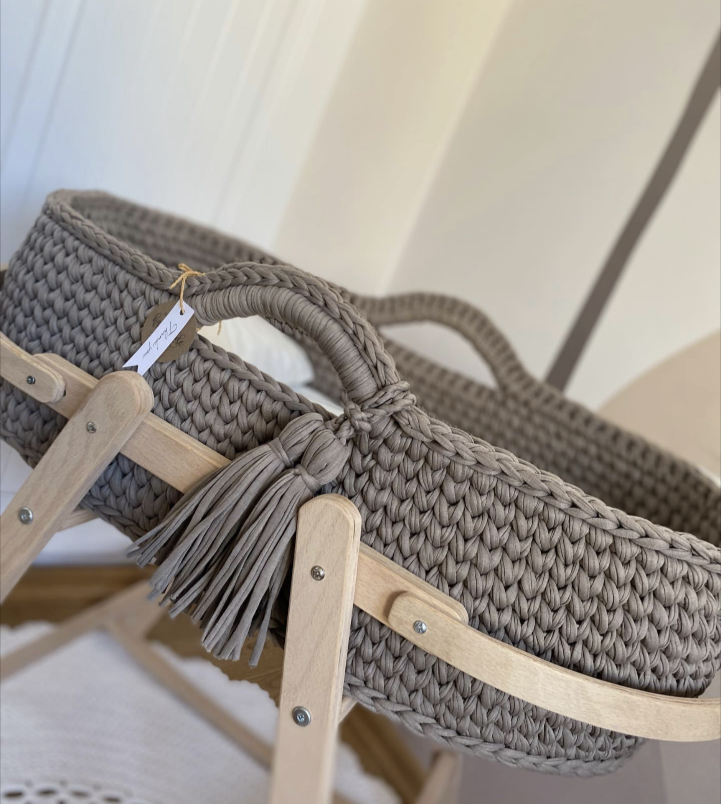 Hooded Basket with wooden stand.