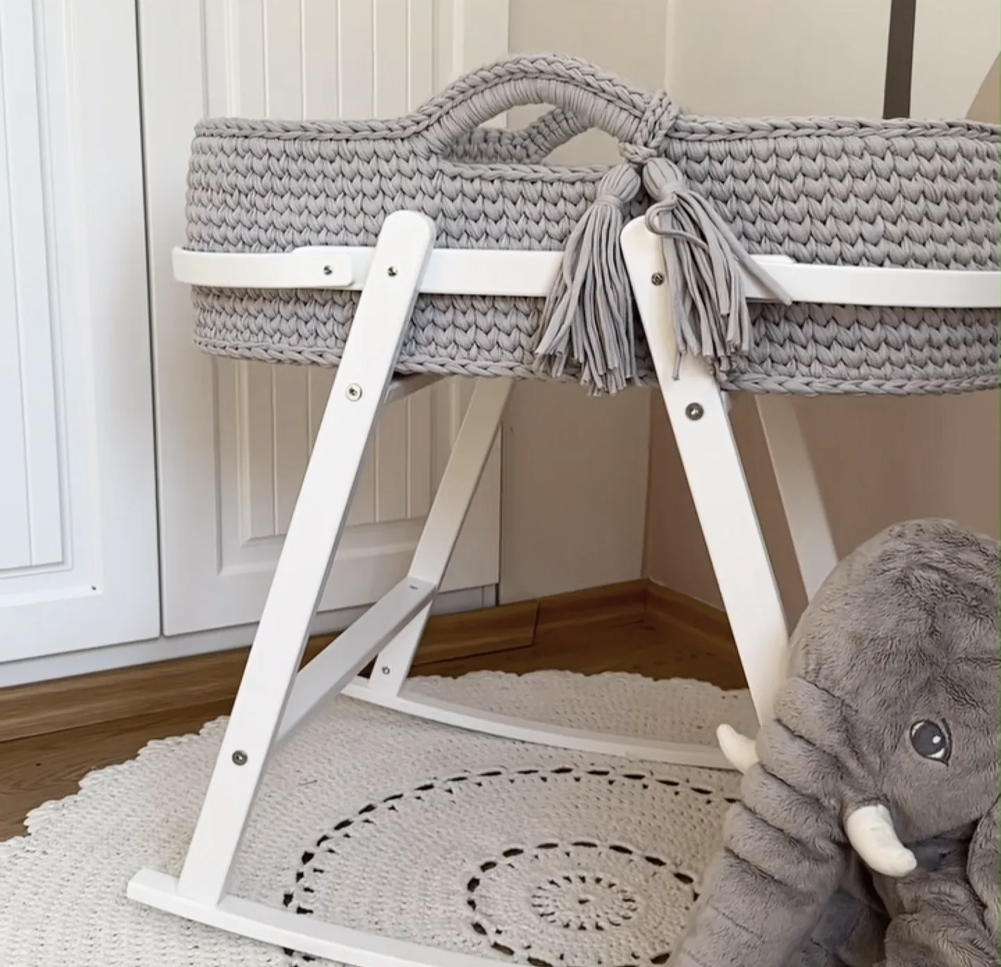 Hooded Basket with wooden stand.