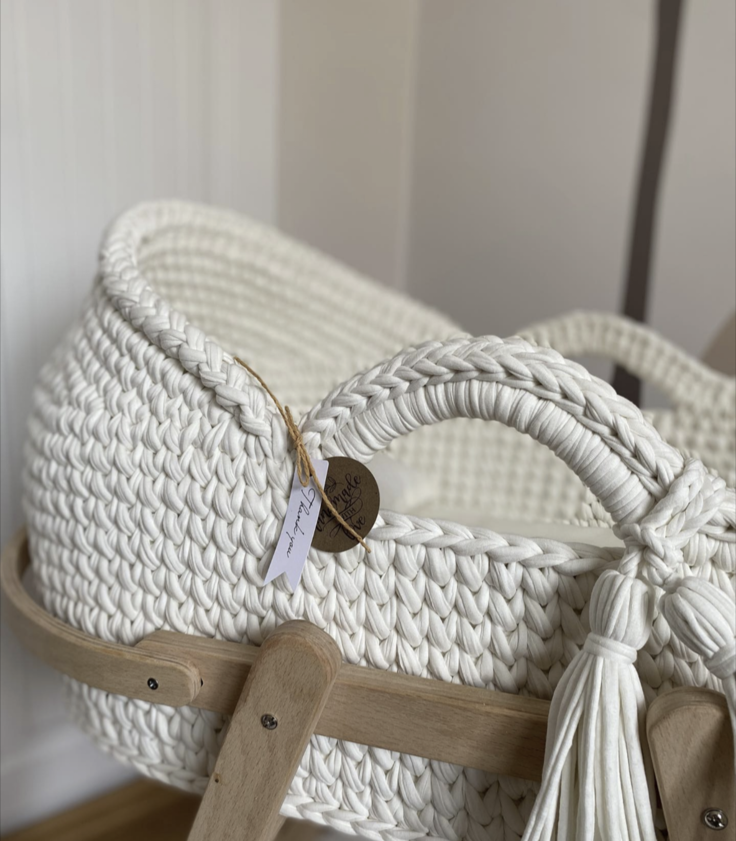 Hooded Basket with wooden stand.
